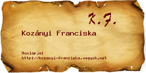 Kozányi Franciska névjegykártya